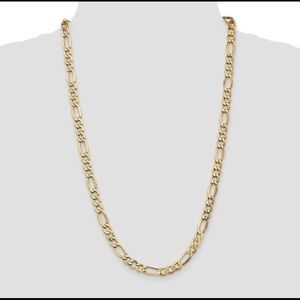 26 Inch 7.3mm Semi-Solid Figaro Chain 14k Gold BC97-26